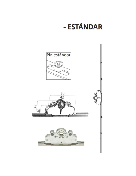 Cremona 30 mm Hausen P1083 con Bulón STD 885–1300 mm | Herraje Oscilobatiente PVC
