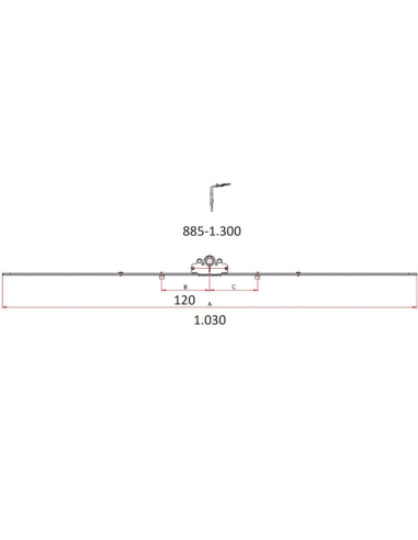 Cremona 30 mm Hausen P1083 con Bulón STD 885–1300 mm | Herraje Oscilobatiente PVC