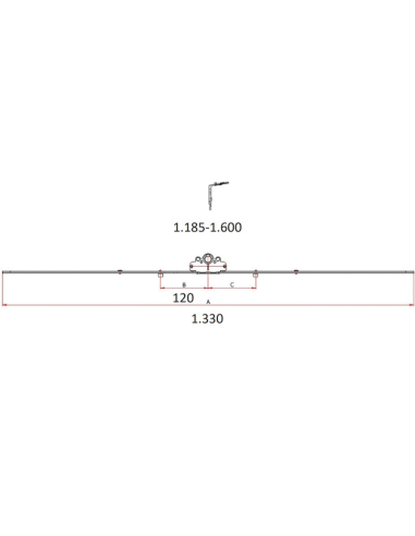 Cremona 30 mm Hausen P1085 con Bulón STD 1185–1600 mm | Herraje Oscilobatiente PVC