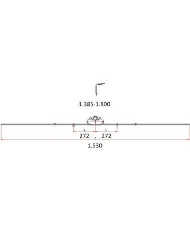 Cremona 30 mm Hausen P1086 con Bulón STD 1358–1800 mm | Herraje Oscilobatiente PVC