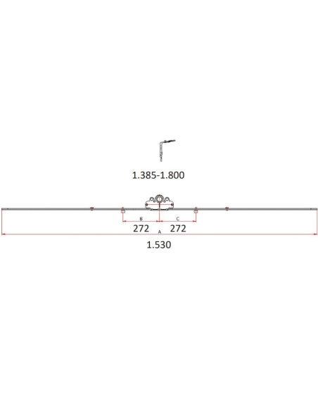 Cremona 30 mm Hausen P1086 con Bulón STD 1358–1800 mm | Herraje Oscilobatiente PVC