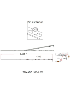 Compás OB Bulón Standard 995–1200 | Herraje Oscilobatiente Hausen 2