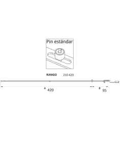 Prolongador con Bulón P1038 | 210‑420 mm para Cremona Oscilobatiente PVC 2