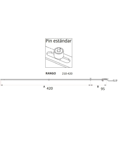 Prolongador con Bulón P1038 | 210‑420 mm para Cremona Oscilobatiente PVC