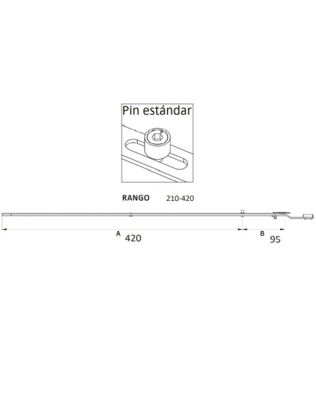 Prolongador con Bulón P1038 | 210‑420 mm para Cremona Oscilobatiente PVC