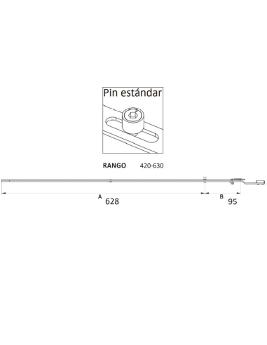 Prolongador con Bulón P1019 420–630 mm | Refuerzo de Cierre para Ventanas Oscilobatientes PVC