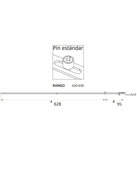 Prolongador con Bulón P1019 420–630 mm | Refuerzo de Cierre para Ventanas Oscilobatientes PVC