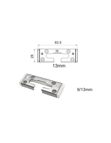 Cerradero Inferior de Seguridad O.B. 13 mm Negro P1726 | Punto de Cierre Reforzado para Ventanas PVC
