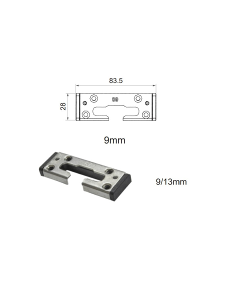 Cerradero Inferior de Seguridad O.B. 9 mm Negro P1725 | Punto de Cierre Reforzado para Ventanas PVC