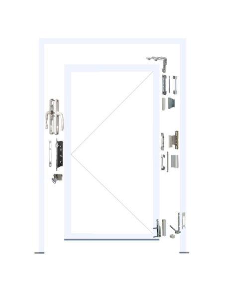 Kit Doble Hoja 13 mm con Falso Compás Acero Inoxidable | Herraje Oscilobatiente PVC Hausen