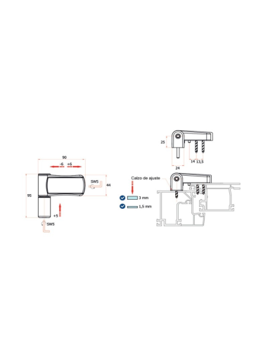 BISAGRA 3D PTA. 85Kg BLANCO  9016