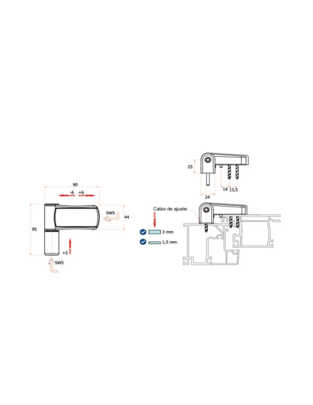 BISAGRA 3D PTA. 85Kg BLANCO  9016