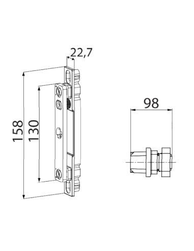 BISAGRA CENTRAL 3D AJUSTABLE ALU C/16MM