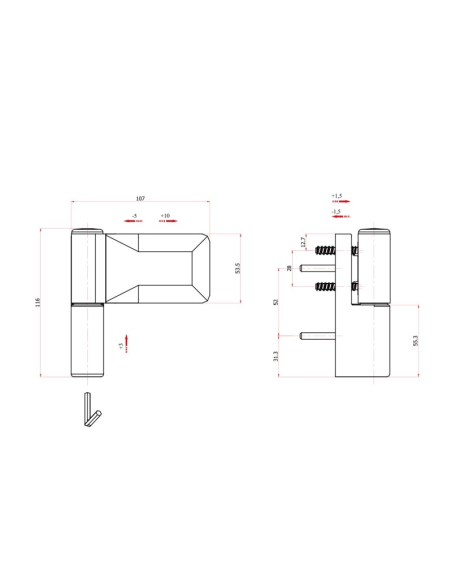 BISAGRA 3D PTA. 160KG A.INOX.KG MARRON 8019 BISAGRA 3D PTA. 160KG A.INOX.KG MARRON 8019