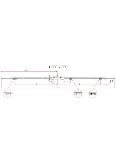 CIERRE MULT. UNIV. 7,5 MM 1800 MM - 4 ZAMAK PIN
