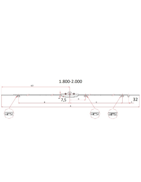 CIERRE MULT. UNIV. 7,5 MM 1800 MM - 4 ZAMAK PIN CIERRE MULT. UNIV. 7,5 MM 1800 MM - 4 ZAMAK PIN