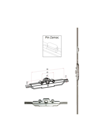 CIERRE MULT. UNIV. 7,5 MM 1400 MM - 3 ZAMAK PIN CIERRE MULT. UNIV. 7,5 MM 1400 MM - 3 ZAMAK PIN