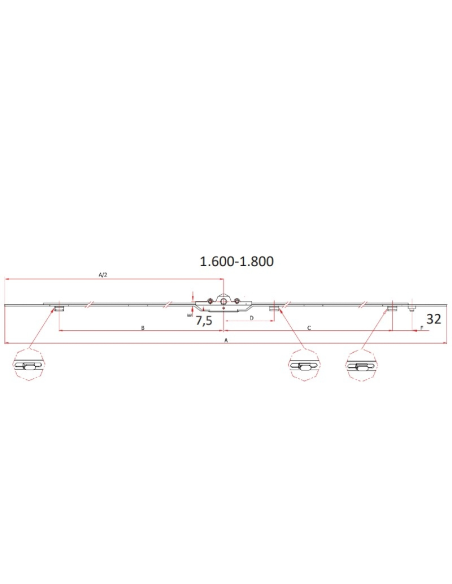 CIERRE MULT. UNIV. 7,5 MM 1600 MM - 3 ZAMAK PIN CIERRE MULT. UNIV. 7,5 MM 1600 MM - 3 ZAMAK PIN